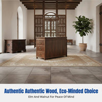 Song Style Luohan Bed, Sturdy Chinese Hardwood Pull-Out Sofa, Tranquil Elm, Living Room Multi-Drawer Storage Couch