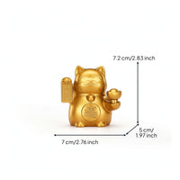 Welcoming Cat with Prosperity Ingot Brass Tabletop Auspicious Cat for Business Owners, Collectors, Cashier Counter, Office Desk