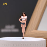 沙滩双马尾少女1:64微缩场景小人偶 掐腰玛丽简 模型拍摄道具沙盘