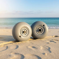 22 Mm Axle Head PU Beach Wheel Textured Beach Cart Wheel Light Gray Outdoor Transport Part Rounded