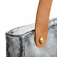 Handbag Flower Vase Desktop, Glass Purse Flower Vase, Textured Glass Purse Flower Holder, Glass Purse Vase With Handle, Glass Purse Vase for Flowers