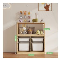 Child S Toy Storage Cabinet Shelf Organizer Solid Wood Construction Child-friendly Design Wooden Cubby Spacious Bins Suitable for Toddlers Infants Playroom Bedroom Home Decoration