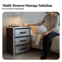 Bedside Drawer Cabinet Mechanical and Appearance Riveted Aeronautic End Table Vintage Look Multifunctional for Homeowners