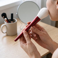 6-Piece Wine Red Handle Makeup Brush Set for Face and Eyes