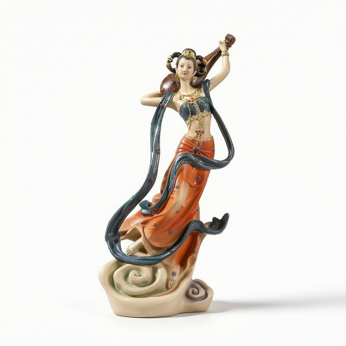 Flying Apsara Statue Ornate Decor Glossy for Desk