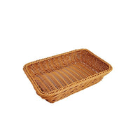 Rectangular Food Serving Basket Rectangular Woven Basket Easy to Clean Imitation Rattan Tray for Hotels, Supermarket, Tabletop, Buffet Display