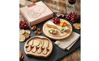 4 Pieces Cheese Knife Set Gift Ready Round Box Cheese Knife Set Rustic Style