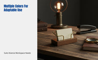 Walnut Business Card Holder, Brass Desktop Organizer, Office Card Stand
