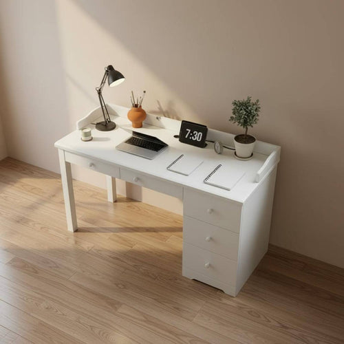 Drawer Computer Desk with Storage Solid Wood Writing Table Workstation Study Desk with Drawers Featuring Durable Material and Spacious Design Suitable for Bedroom Dorm Room Home Office Gift Giving
