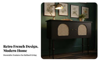 Rattan Door Cupboard French design Cane Door Console Gold-Tone Hardware adaptable Use for Homeowners