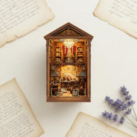 Retro Wooden Literary Alcove Warm LED Wooden Literary Alcove  Lights Library Diorama for Bookshelf