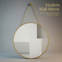 Wall Mounted Mirror with PU Rope Hanging, Black Track Style