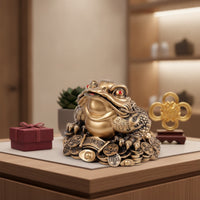 Wealth Three-Legged Toad with Coin Traditional Three-Legged Toad Ornament Miniature Figurine Compact for Display Cabinet, Shop Counter