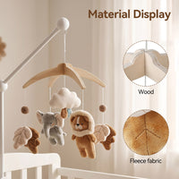 Crystal Velvet Animal Crib Mobile with Elephant and Fox
