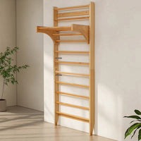 Wooden Nordic Ladder Space-Saving Wall Ladder with Pull-up Bar Multifunctional Stall Rungs Heavy-Duty for Adults, Athletes, Physical Rehabilitation, Fitness Studio