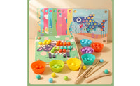 Fine Motor Skills Bead Matching Board with Tools Smooth Sorting Board with Cups Educational Wooden Bead Game Learning for Preschoolers