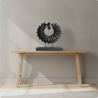 Radiant Sculpture Carved Circular Sculpture with Base Minimalist for Entryway