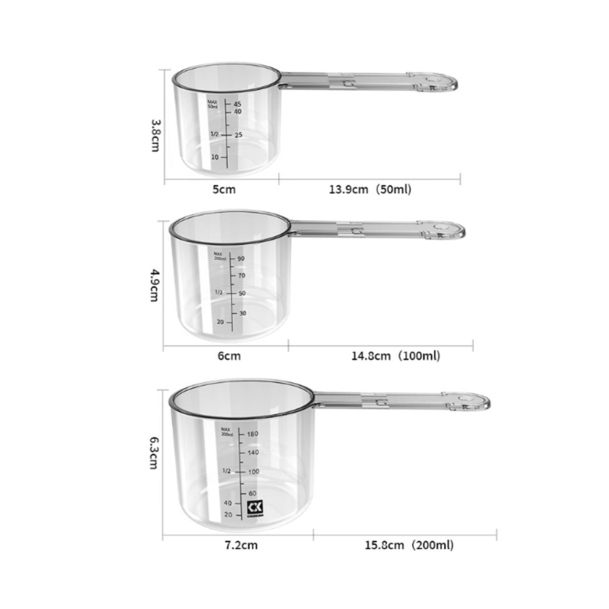 3 Pieces with Scale Graduated Measuring Cup Thickened Material Fishing Mixer Cup for Anglers