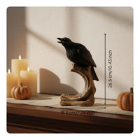 Realistic Black Crow Resin Craft Black Bird Sculpture Easy Setup for Themed Room