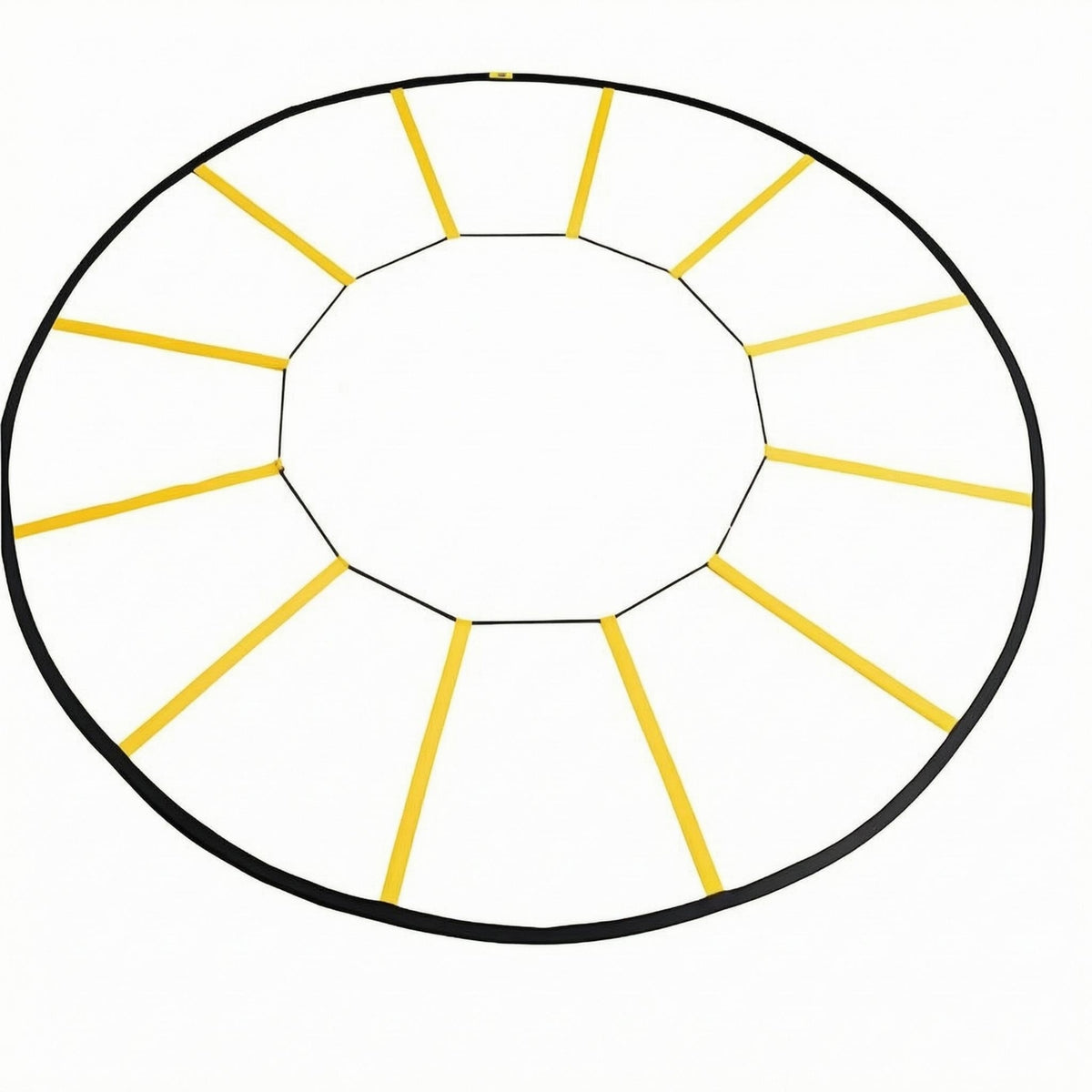 Storage Bag Circular Agility Ladder Portable Round Hoop Agility Instructor 12-Section Speed Ladder Black and Yellow