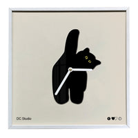 Minimalist Square Clock with Cat Silhouette Analog Square Decorative Wall Clock for Living Room