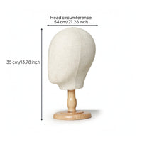 Freestanding Fabric Mannequin Head with Wooden Stand Countertop Mannequin Head with Wood Base Sturdy Hat Display Long-Lasting for Boutiques, Vanity