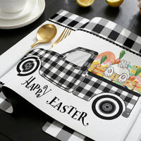 Easter Placemat Waterproof Faux Leather Table Mat Heat Resistant Dining Room Decoration for Spring Kitchen Parties