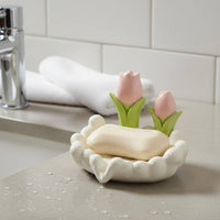 Flower Soap Dish Easy to Clean Bathroom Accessory Hand-Painted for Kitchen Sink