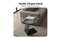 Curved Side Table with Real Marble Top Sturdy Carbon Steel Frame Sleek End Table Space-saving Design Suitable for Homeowners Apartment Dwellers Living Room Bedroom Home Office