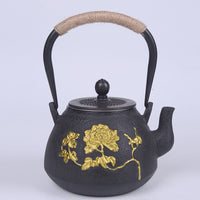 典工堂铁壶仿日本南部铸铁壶双铁牡丹双蝶生铁壶 烧水壶 茶具茶壶
