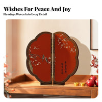 Tabletop Folding Screen Bird and Blossom Small House Decoration