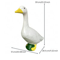 Goose Statue Resin Goose Sculpture Freestanding for Patio, Gardeners, Homeowners