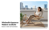 Foldable Canvas Recliner Japanese Design Lounge Chair Comfortable Minimalist Design for Readers, Seniors, Balcony, Patio
