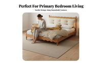 Nordic design puff Headboard Bed Modern Minimalist Soft Padded Bed Frame French-Inspired Bedroom Furniture No Box foundation Needed for Newlyweds, Designmindful Individuals, Homeowners, Apartment, upper-level living space, Guest Room, Home