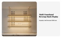 Strong Load-Bearing Illuminated Bar Display Shelf Sturdy and Long-Lasting LED Bar Shelf Large Capacity LED Light Hanging Cabinet Easy Installation for Restaurant Owners, Interior Designers, Homeowners, Dining Room, Basement, Kitchen