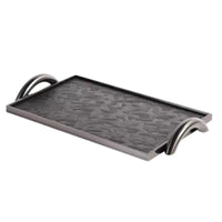 Leather Tray with Handles Rectangular Valet Tray with Handles Low-Profile Organizer for Closet, Reception Area