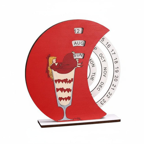 Rotary Enduring Desk Calendar Decorative Ornament Wooden Enduring Calendar Manual Rolling Date Display for Students, Kids