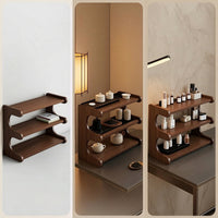 3-Tier Rack with Curved Supports Sturdy Tabletop Storage Rack Wooden Shelf for Professionals, Students, Dorm, Countertop