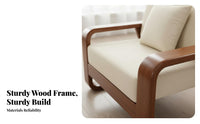 3-Seater Wooden Sofa Solid Wood Frame 3-Seater Sofa Simple Modern Design Living Room Seating for Small Apartment Dwellers, Homeowners, Lounge Area