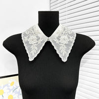 Mesh Beaded Embroidered Fake Collar with Lace Flowers