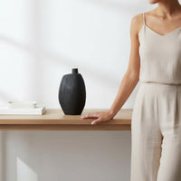 Black Resin Vase Neutral Modern Decorative Vase Sturdy for Entryway