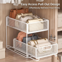 2 Tier Wire Storage Basket Shelf, Pull Out Cabinet Organizer, Handbags Storage,  #variant:Large