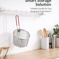 Steel Frying Basket Handle, Easy Clean Stainless Steel Fryer for Serving Fries, 304 Stainless Steel Frying Basket, Deep Frying Basket Rust Resistant