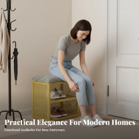 Padded Shoe Storage Bench Multi-Functional Cushitwo-in-Ad Shoe Rack Stool