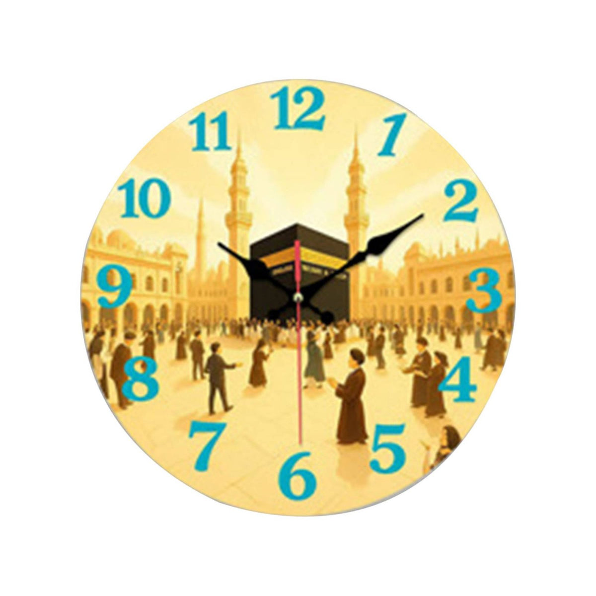 Non-Ticking Silent Round Wall Clock Quartz Movement Frameless Wall Clock Modern Design Home Decor Easy to Install for Muslims, Bedroom, Living Room, Office