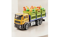 Inertia-Style Transport Truck with Play Food Alloy Toy Truck with Cargo Bed Authentic Vehicle Set Friction-Powered for Children, Toddlers, Playroom
