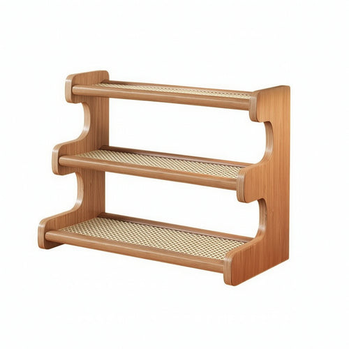 Cup Rack with Wooden Frame Three-Tier Countertop Mug Holder Easy Access Coffee Mug Display Shelf for Kitchen, Sideboard