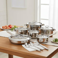 15 Pieces Stainless Steel Cookware Set Composite Bottom Kitchenware
