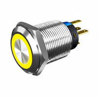 Round Waterproof Push Button Long Mechanical Life Waterproof Stainless Steel Switch for Automotive, Marine