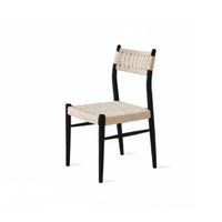 Woven Rear Side Chair Sturdy Wood Frame Household Furniture Vintage Design Ergonomic Rearrest for Homeowners, Families